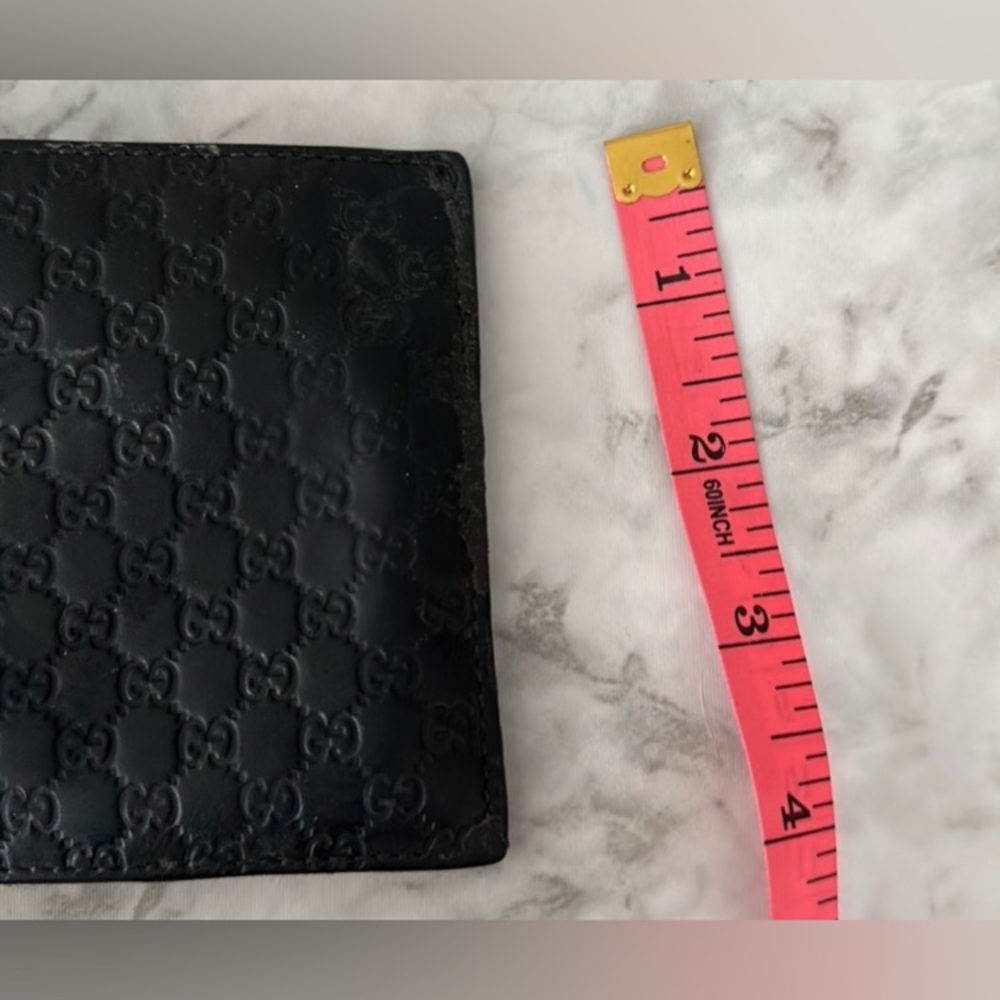 🔥GUCCI🔥 Micro Guccissima GG Black Leather Bi-Fold Wallet - Picture 8 of 14